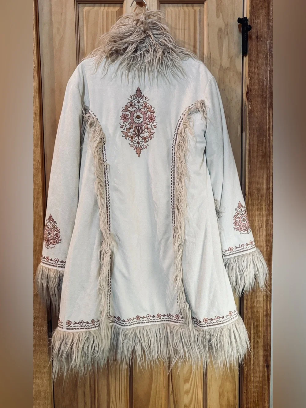 Spell & The Gypsy ‘Joplin’ Embroidered Penny Lane Faux Fur Trim Coat Sand Sable